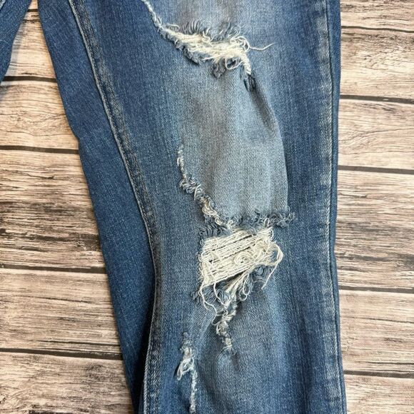 KanCan Women's Straight Leg Ripped Jeans 29 Medium Blue Distressed Ripped Trendy - Picture 7 of 12